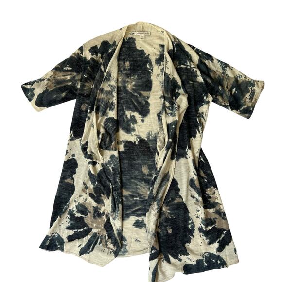 Coldwater Creek Open Front Cardigan Sweater Abstract Floral Linen Blend Women S - Picture 4 of 7